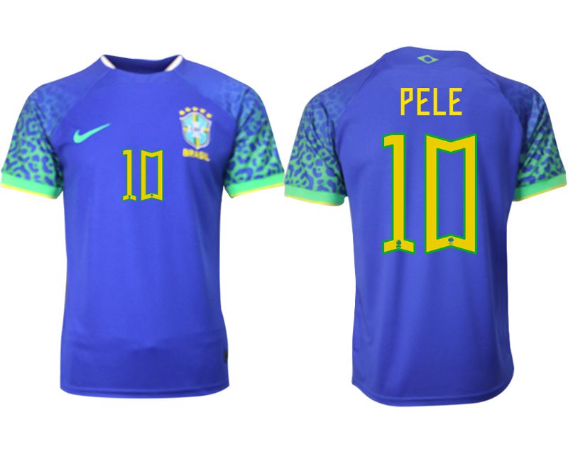 Men 2022 World Cup National Team Brazil away aaa version blue 10 Soccer Jersey1